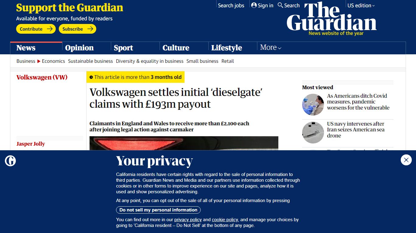 Volkswagen settles initial ‘dieselgate’ claims with £193m payout
